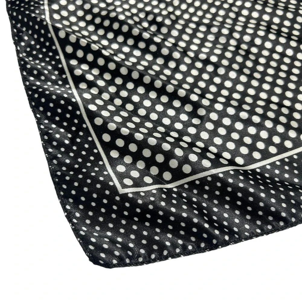 Retro Polka Dot Square Scarf OS‎ Black White Pinup Rockabilly Mod Neckerchief